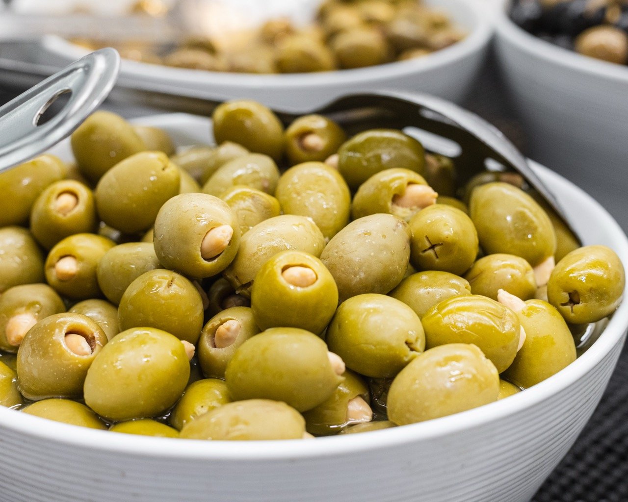 A bowl of fresh olives.